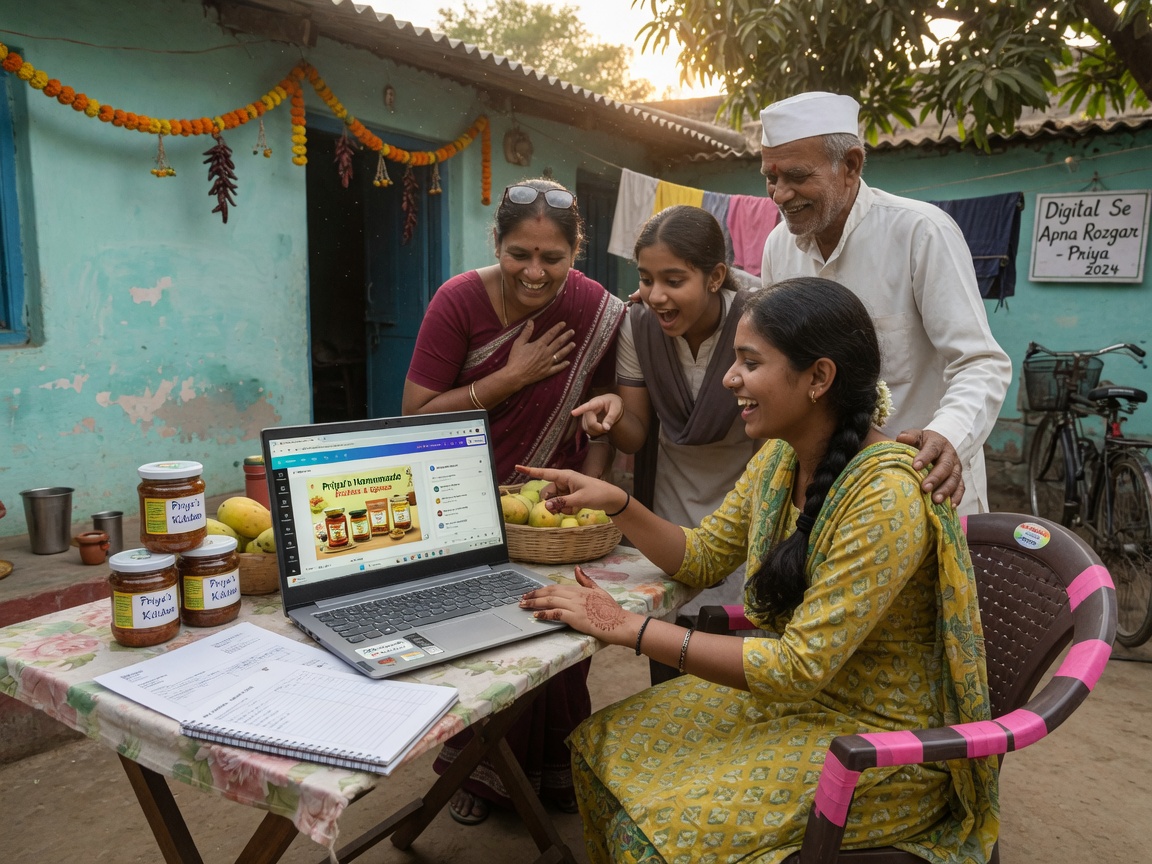 Young participant celebrating success after Swanirbhar program