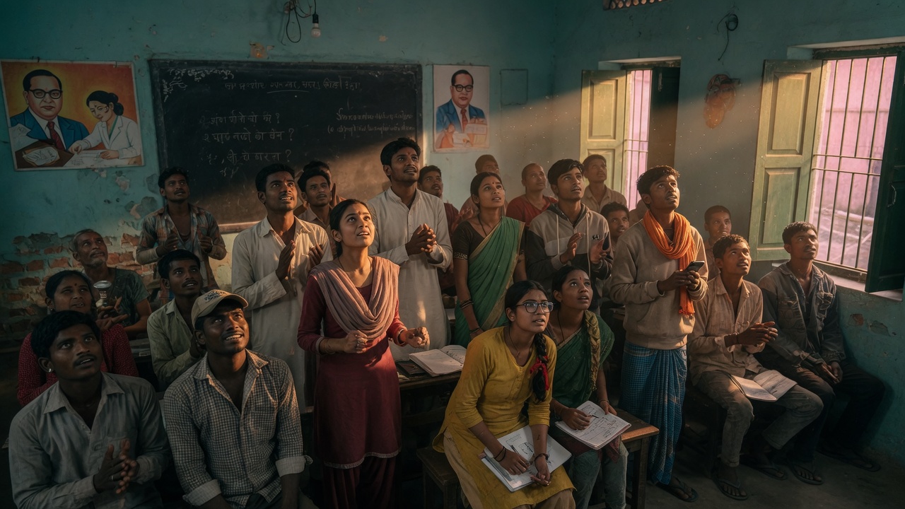 Cinematic moment from Swanirbhar field work — young Indians building their future